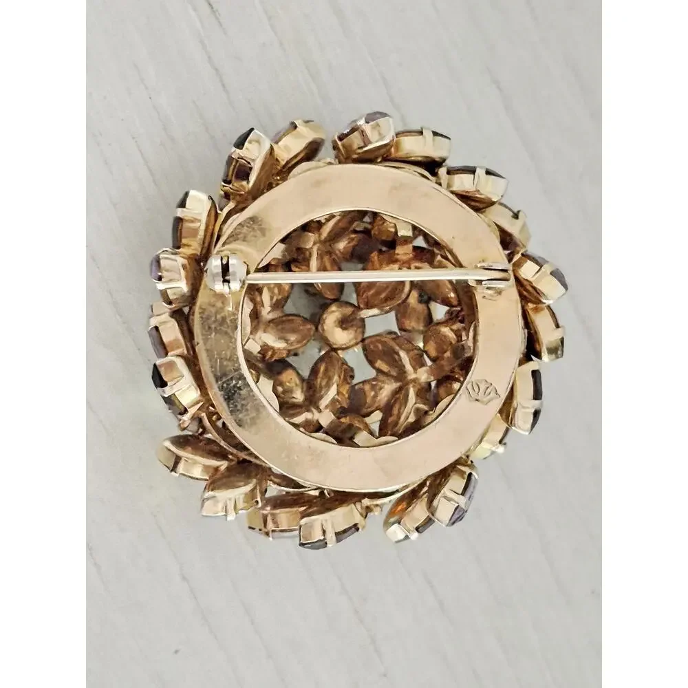 Vintage MCM Schoffel & Co., Austria Signed Purple Dome Brooch